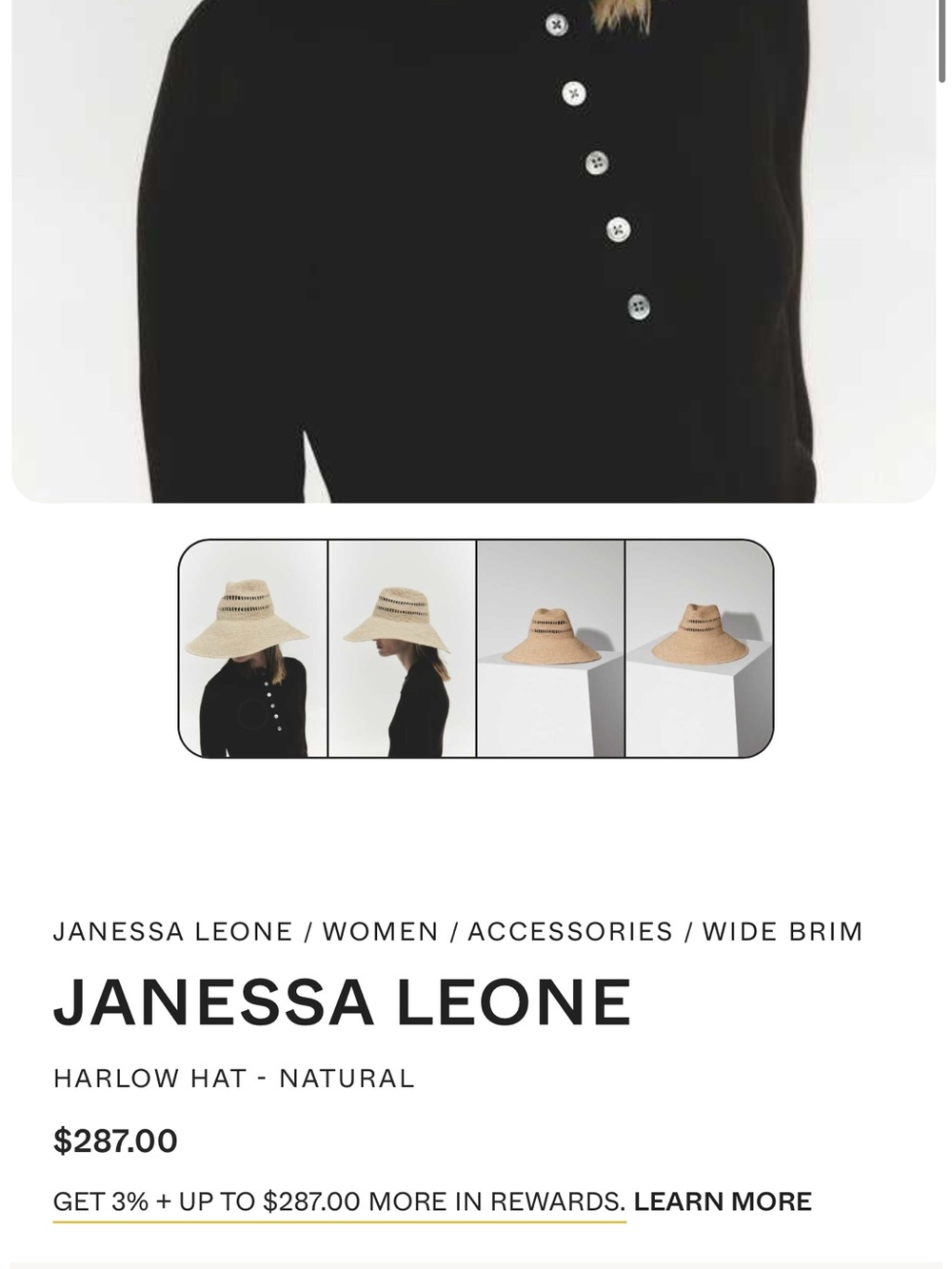 New Janessa Leon Harlow  Wide Brim Sun Hat - Beige - Picture 10 of 10